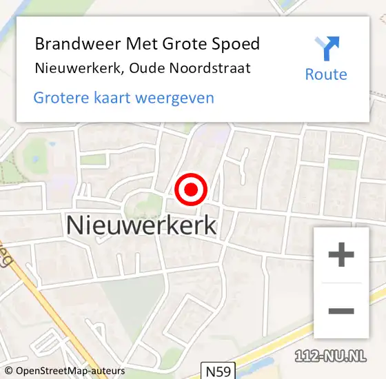 Locatie op kaart van de 112 melding: Brandweer Met Grote Spoed Naar Nieuwerkerk, Oude Noordstraat op 24 november 2022 18:42