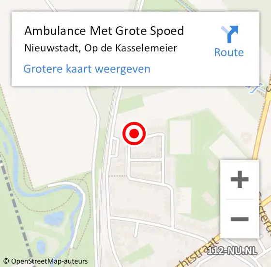 Locatie op kaart van de 112 melding: Ambulance Met Grote Spoed Naar Nieuwstadt, Op de Kasselemeier op 24 november 2022 18:46