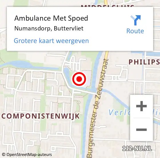 Locatie op kaart van de 112 melding: Ambulance Met Spoed Naar Numansdorp, Buttervliet op 24 november 2022 18:50