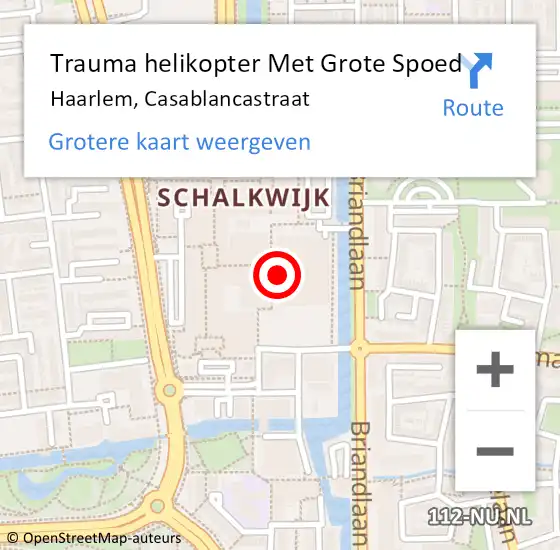 Locatie op kaart van de 112 melding: Trauma helikopter Met Grote Spoed Naar Haarlem, Casablancastraat op 24 november 2022 18:52