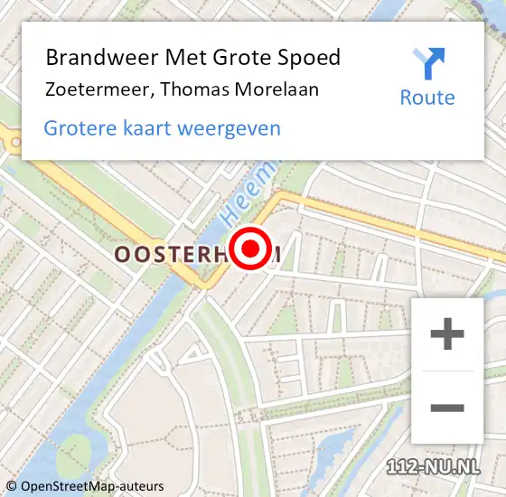 Locatie op kaart van de 112 melding: Brandweer Met Grote Spoed Naar Zoetermeer, Thomas Morelaan op 24 november 2022 19:20