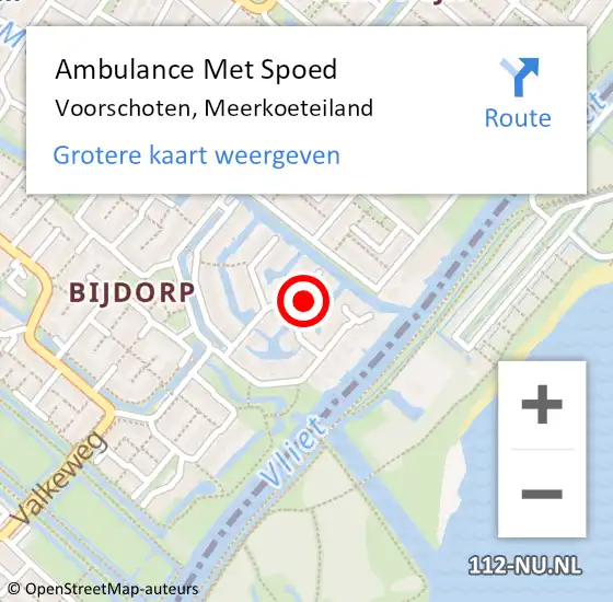 Locatie op kaart van de 112 melding: Ambulance Met Spoed Naar Voorschoten, Meerkoeteiland op 24 november 2022 19:46