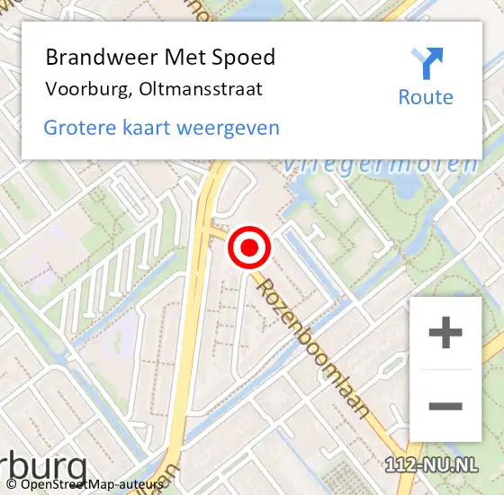 Locatie op kaart van de 112 melding: Brandweer Met Spoed Naar Voorburg, Oltmansstraat op 24 november 2022 19:52