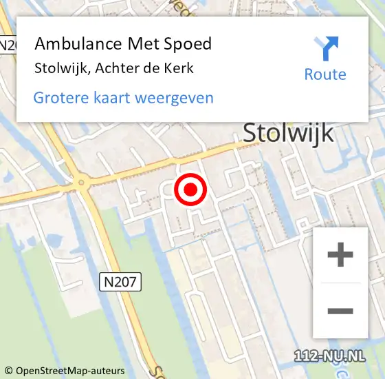 Locatie op kaart van de 112 melding: Ambulance Met Spoed Naar Stolwijk, Achter de Kerk op 24 november 2022 20:06