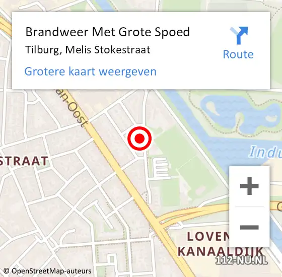 Locatie op kaart van de 112 melding: Brandweer Met Grote Spoed Naar Tilburg, Melis Stokestraat op 24 november 2022 20:10