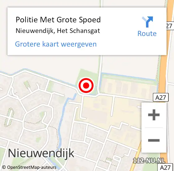 Locatie op kaart van de 112 melding: Politie Met Grote Spoed Naar Nieuwendijk, Het Schansgat op 24 november 2022 20:11