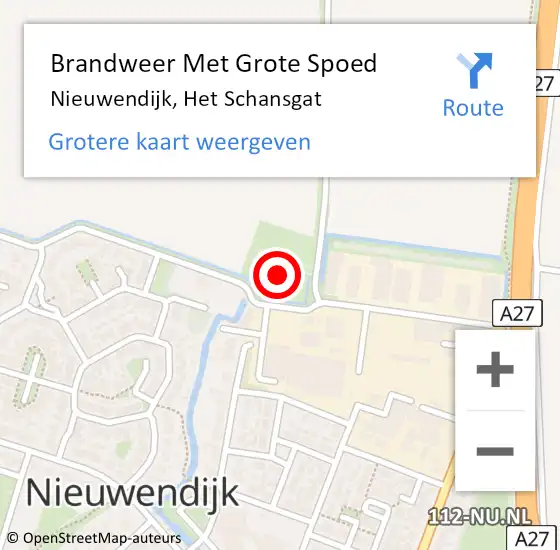 Locatie op kaart van de 112 melding: Brandweer Met Grote Spoed Naar Nieuwendijk, Het Schansgat op 24 november 2022 20:11