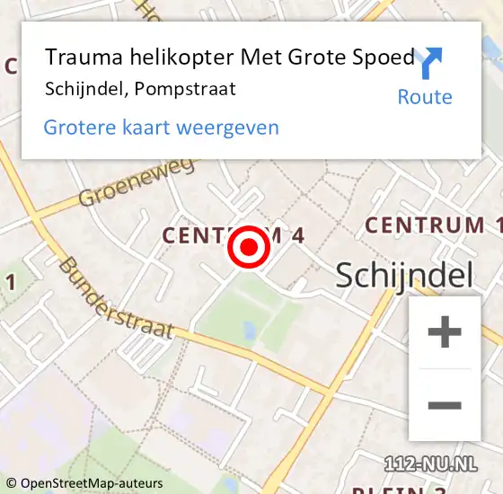 Locatie op kaart van de 112 melding: Trauma helikopter Met Grote Spoed Naar Schijndel, Pompstraat op 24 november 2022 20:24