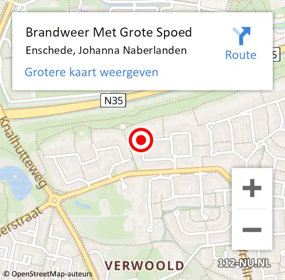 Locatie op kaart van de 112 melding: Brandweer Met Grote Spoed Naar Enschede, Johanna Naberlanden op 24 november 2022 20:26