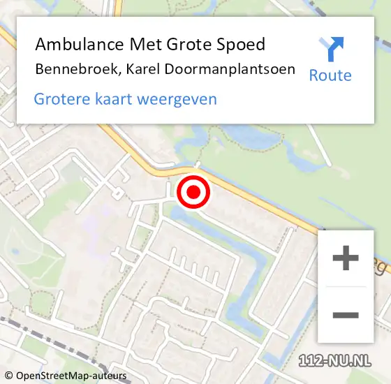 Locatie op kaart van de 112 melding: Ambulance Met Grote Spoed Naar Bennebroek, Karel Doormanplantsoen op 24 november 2022 20:27