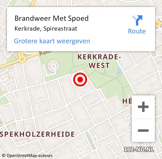 Locatie op kaart van de 112 melding: Brandweer Met Spoed Naar Kerkrade, Spireastraat op 24 november 2022 20:28