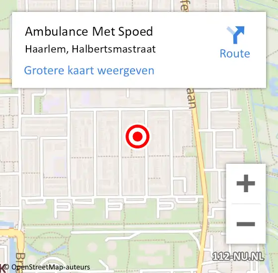 Locatie op kaart van de 112 melding: Ambulance Met Spoed Naar Haarlem, Halbertsmastraat op 24 november 2022 20:31