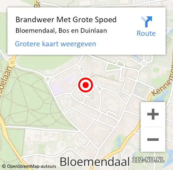 Locatie op kaart van de 112 melding: Brandweer Met Grote Spoed Naar Bloemendaal, Bos en Duinlaan op 24 november 2022 20:32