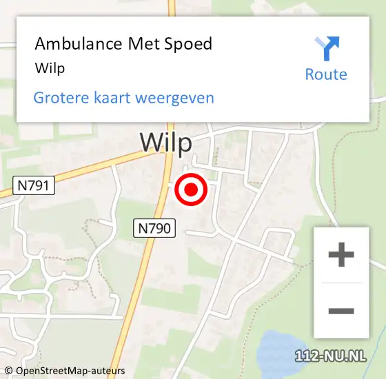 Locatie op kaart van de 112 melding: Ambulance Met Spoed Naar Wilp op 24 november 2022 20:36