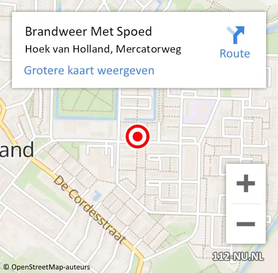 Locatie op kaart van de 112 melding: Brandweer Met Spoed Naar Hoek van Holland, Mercatorweg op 24 november 2022 21:01