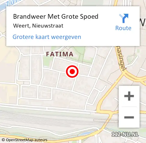 Locatie op kaart van de 112 melding: Brandweer Met Grote Spoed Naar Weert, Nieuwstraat op 24 november 2022 21:07