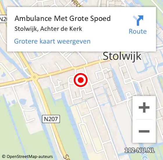 Locatie op kaart van de 112 melding: Ambulance Met Grote Spoed Naar Stolwijk, Achter de Kerk op 24 november 2022 21:18