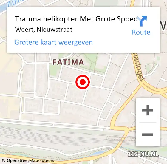 Locatie op kaart van de 112 melding: Trauma helikopter Met Grote Spoed Naar Weert, Nieuwstraat op 24 november 2022 21:23