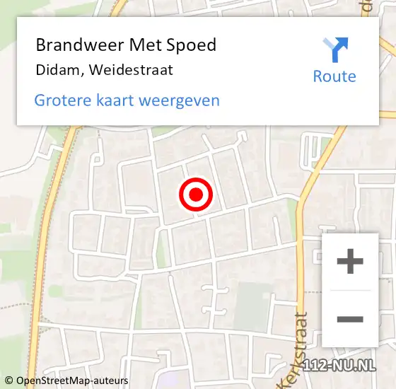 Locatie op kaart van de 112 melding: Brandweer Met Spoed Naar Didam, Weidestraat op 24 november 2022 21:25