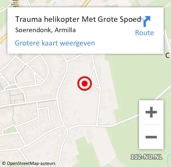 Locatie op kaart van de 112 melding: Trauma helikopter Met Grote Spoed Naar Soerendonk, Armilla op 24 november 2022 21:54