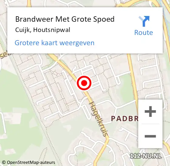 Locatie op kaart van de 112 melding: Brandweer Met Grote Spoed Naar Cuijk, Houtsnipwal op 24 november 2022 22:06