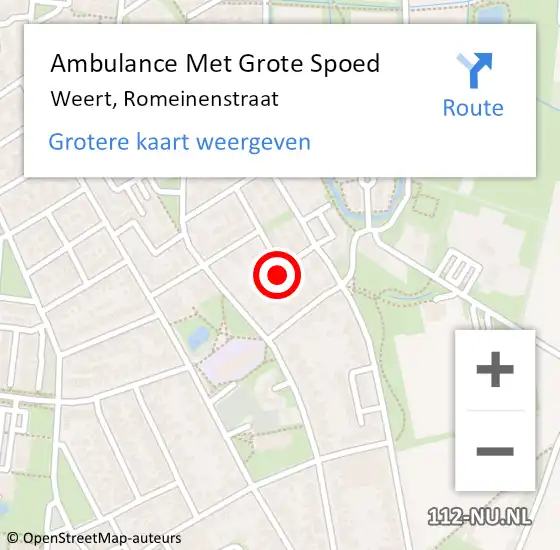 Locatie op kaart van de 112 melding: Ambulance Met Grote Spoed Naar Weert, Romeinenstraat op 6 augustus 2014 07:22