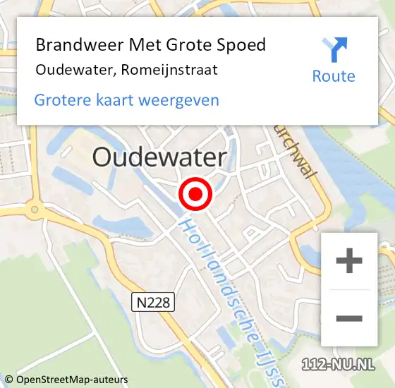 Locatie op kaart van de 112 melding: Brandweer Met Grote Spoed Naar Oudewater, Romeijnstraat op 24 november 2022 23:52