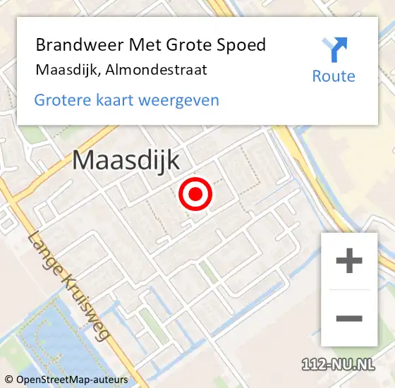 Locatie op kaart van de 112 melding: Brandweer Met Grote Spoed Naar Maasdijk, Almondestraat op 24 november 2022 23:59