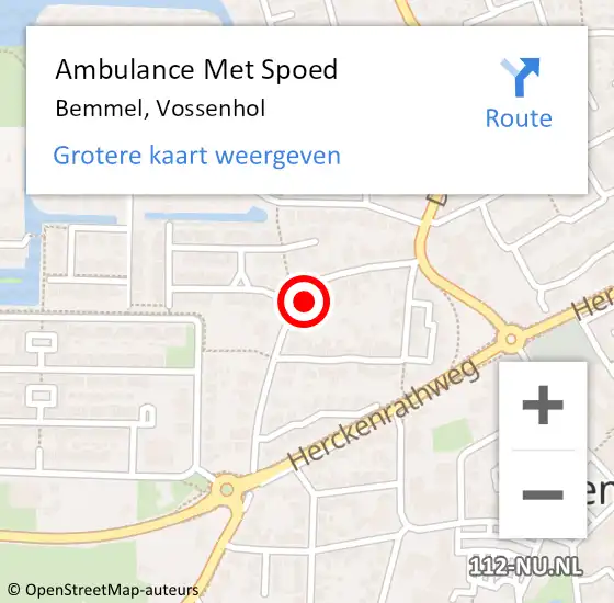 Locatie op kaart van de 112 melding: Ambulance Met Spoed Naar Bemmel, Vossenhol op 25 november 2022 00:08