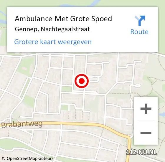 Locatie op kaart van de 112 melding: Ambulance Met Grote Spoed Naar Gennep, Nachtegaalstraat op 25 november 2022 01:04