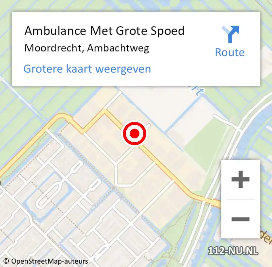 Locatie op kaart van de 112 melding: Ambulance Met Grote Spoed Naar Moordrecht, Ambachtweg op 25 november 2022 01:04