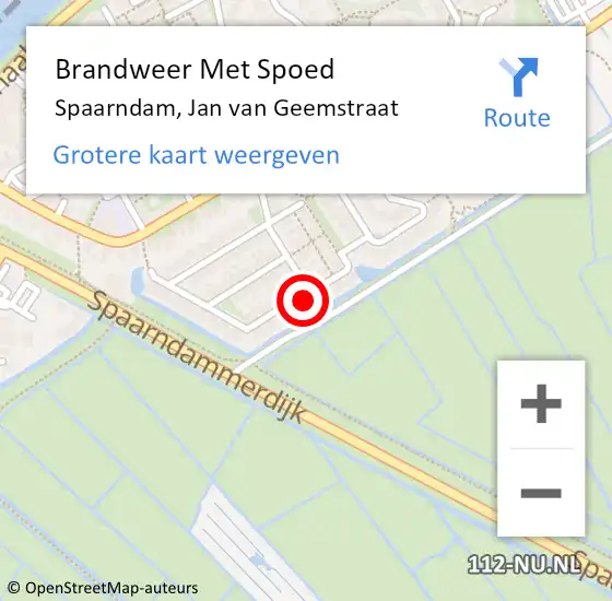 Locatie op kaart van de 112 melding: Brandweer Met Spoed Naar Spaarndam, Jan van Geemstraat op 25 november 2022 02:02