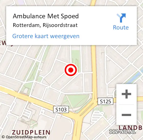 Locatie op kaart van de 112 melding: Ambulance Met Spoed Naar Rotterdam, Rijsoordstraat op 25 november 2022 02:17