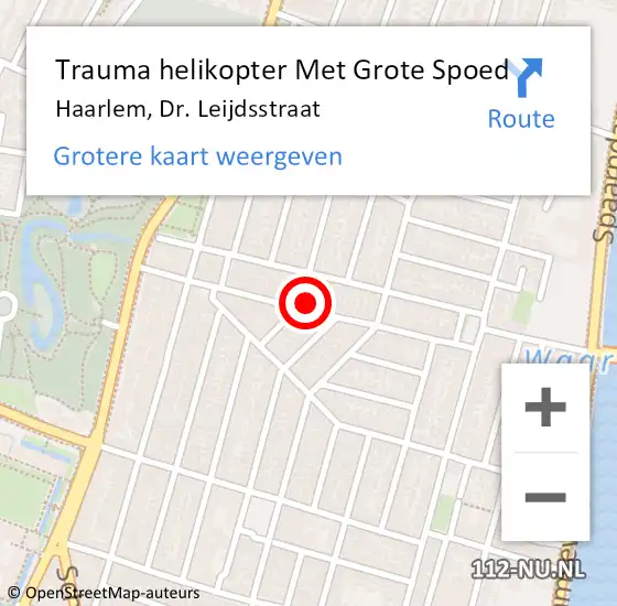 Locatie op kaart van de 112 melding: Trauma helikopter Met Grote Spoed Naar Haarlem, Dr. Leijdsstraat op 25 november 2022 03:17