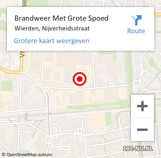 Locatie op kaart van de 112 melding: Brandweer Met Grote Spoed Naar Wierden, Nijverheidsstraat op 6 augustus 2014 07:53