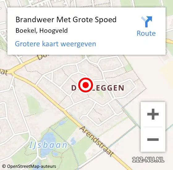 Locatie op kaart van de 112 melding: Brandweer Met Grote Spoed Naar Boekel, Hoogveld op 25 november 2022 04:03