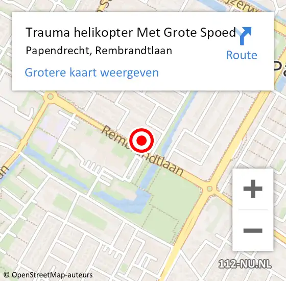 Locatie op kaart van de 112 melding: Trauma helikopter Met Grote Spoed Naar Papendrecht, Rembrandtlaan op 25 november 2022 04:59