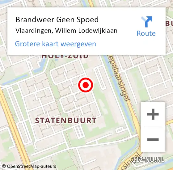 Locatie op kaart van de 112 melding: Brandweer Geen Spoed Naar Vlaardingen, Willem Lodewijklaan op 25 november 2022 05:01