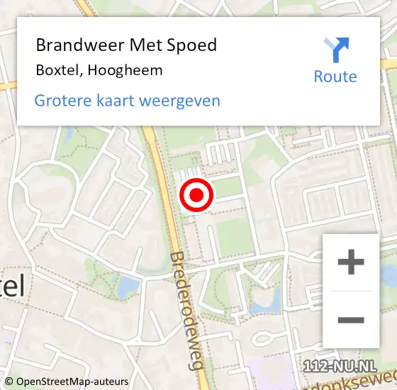 Locatie op kaart van de 112 melding: Brandweer Met Spoed Naar Boxtel, Hoogheem op 25 november 2022 05:29