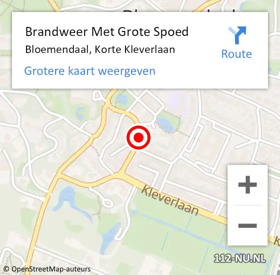 Locatie op kaart van de 112 melding: Brandweer Met Grote Spoed Naar Bloemendaal, Korte Kleverlaan op 25 november 2022 07:14