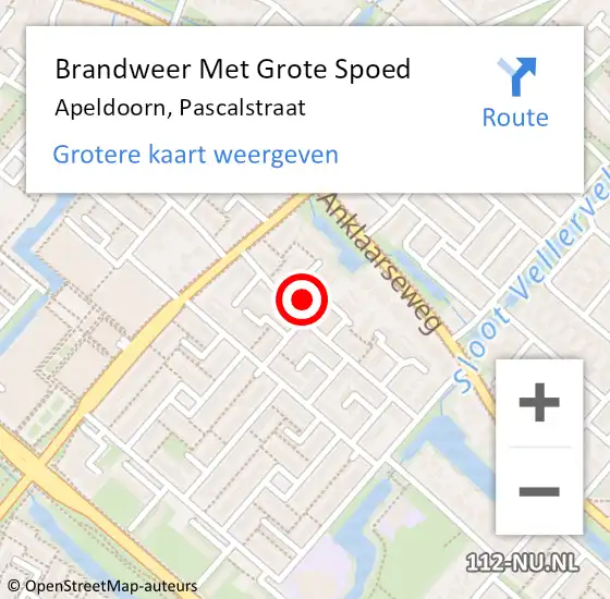 Locatie op kaart van de 112 melding: Brandweer Met Grote Spoed Naar Apeldoorn, Pascalstraat op 25 november 2022 07:35