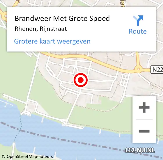 Locatie op kaart van de 112 melding: Brandweer Met Grote Spoed Naar Rhenen, Rijnstraat op 25 november 2022 07:41