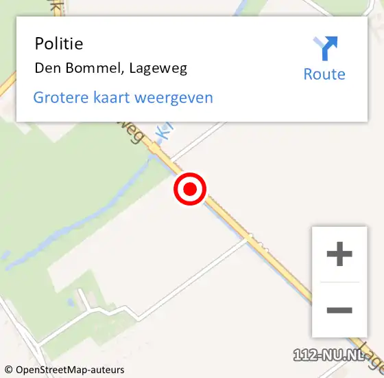 Locatie op kaart van de 112 melding: Politie Den Bommel, Lageweg op 25 november 2022 07:54