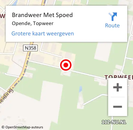 Locatie op kaart van de 112 melding: Brandweer Met Spoed Naar Opende, Topweer op 25 november 2022 08:03