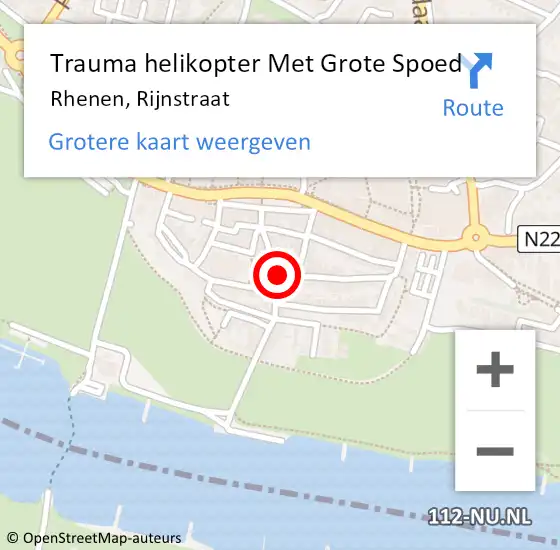 Locatie op kaart van de 112 melding: Trauma helikopter Met Grote Spoed Naar Rhenen, Rijnstraat op 25 november 2022 08:04