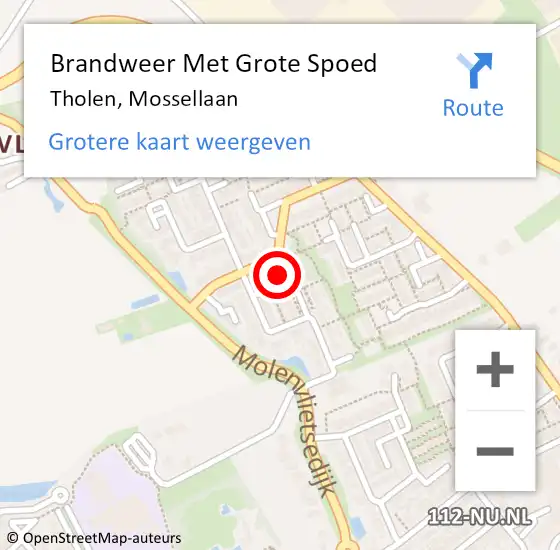 Locatie op kaart van de 112 melding: Brandweer Met Grote Spoed Naar Tholen, Mossellaan op 25 november 2022 08:16