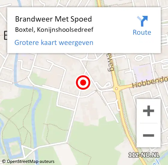 Locatie op kaart van de 112 melding: Brandweer Met Spoed Naar Boxtel, Konijnshoolsedreef op 25 november 2022 08:20