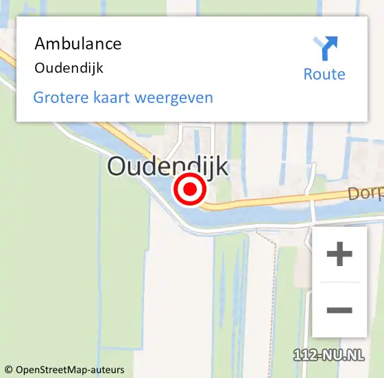 Locatie op kaart van de 112 melding: Ambulance Oudendijk op 25 november 2022 08:44