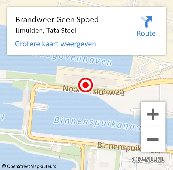 Locatie op kaart van de 112 melding: Brandweer Geen Spoed Naar IJmuiden, Tata Steel op 25 november 2022 09:04