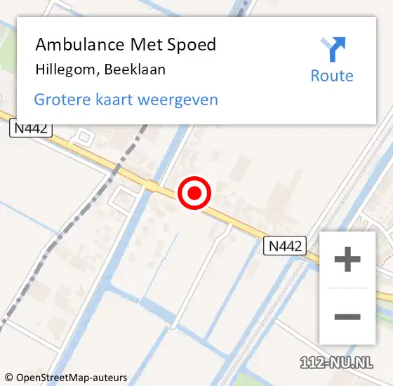 Locatie op kaart van de 112 melding: Ambulance Met Spoed Naar Hillegom, Beeklaan op 25 november 2022 09:04